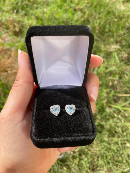 Aquamarine Heart Earrings