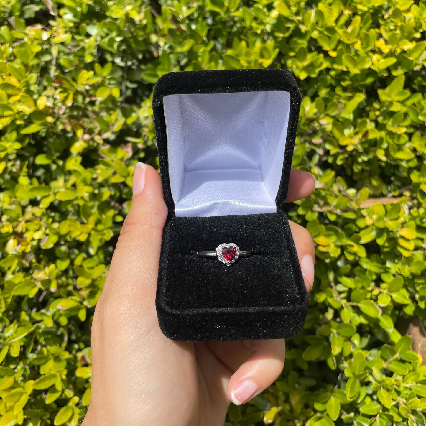 Garnet Heart Ring