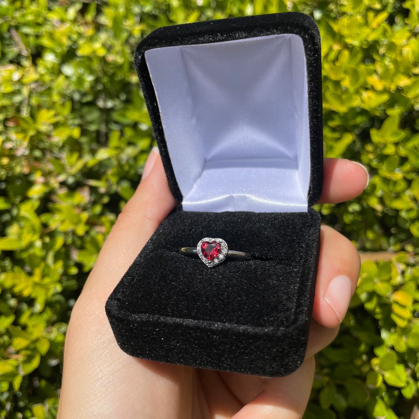 Garnet Heart Ring